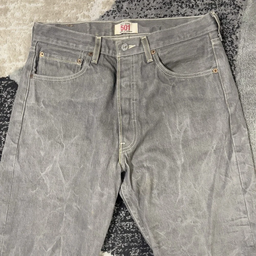 Levis 501 Jeans Men 32x30 Gray‎ Button Fly Denim Honeycomb Faded Straight Y2K
